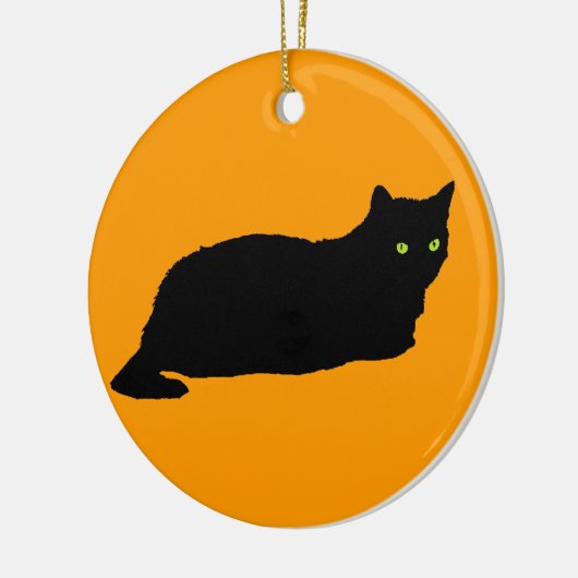 Schwarze Katze in Orange Keramikornament (Links)
