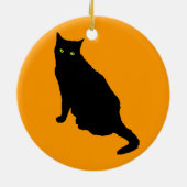 Schwarze Katze in Orange Keramikornament (Hinten)