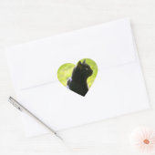 Schwarze Katze in Profil Herz-Aufkleber (Umschlag)