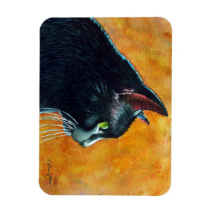 Schwarze Katze in Profil Magnet
