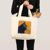 Schwarze Katze in Profil, Tickles Jumbo Stoffbeutel (Vorderseite (Produkt))