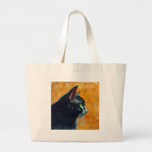 Schwarze Katze in Profil, Tickles Jumbo Stoffbeutel (Vorne)