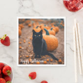 Schwarze Katze in Pumpkin-Patch Serviette (Beispiel)