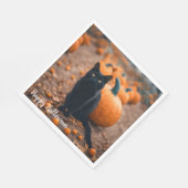 Schwarze Katze in Pumpkin-Patch Serviette (Ecke)