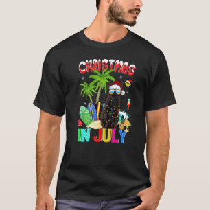 Schwarze Katze in Santa-Mütze Sonnenbrille Weihnac T-Shirt