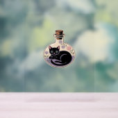 Schwarze Katze in Tränen Flasche Klassischer T - S Acrylschild (Neutral)