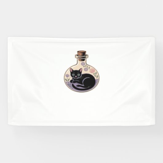 Schwarze Katze in Tränen Flasche Klassischer T - S Banner (Horizontal)