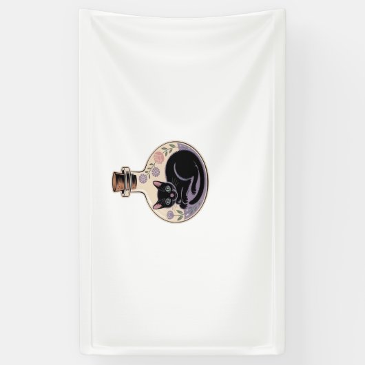 Schwarze Katze in Tränen Flasche Klassischer T - S Banner (Vertikal)