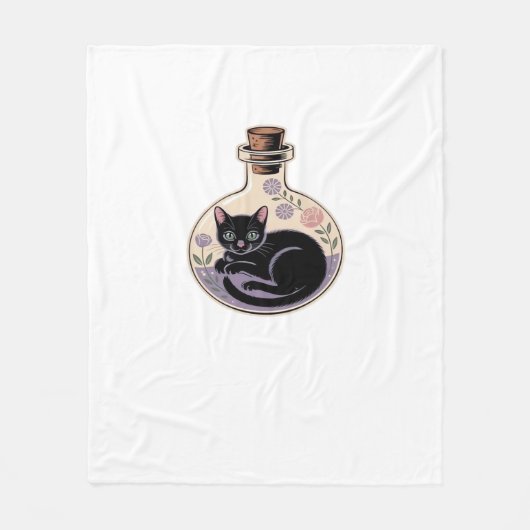 Schwarze Katze in Tränen Flasche Klassischer T - S Fleecedecke (Vorderseite)