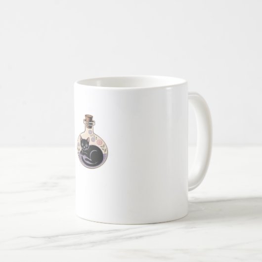 Schwarze Katze in Tränen Flasche Klassischer T - S Kaffeetasse (VorderseiteRechts)