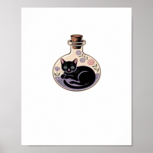 Schwarze Katze in Tränen Flasche Klassischer T - S Poster (Vorne)