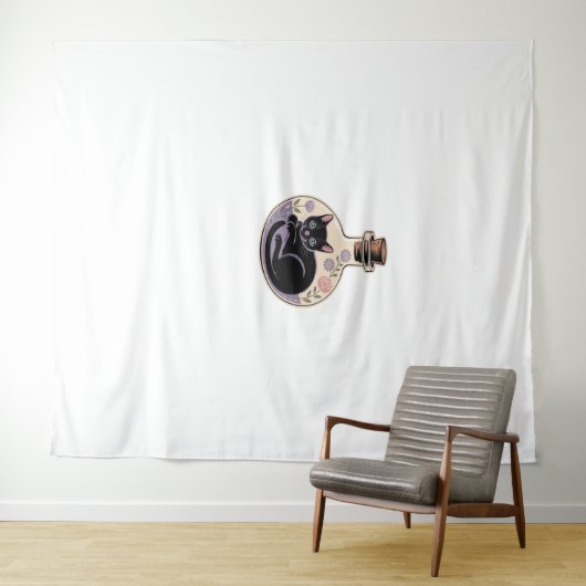 Schwarze Katze in Tränen Flasche Klassischer T - S Wandteppich (Beispiel (Horizontal))