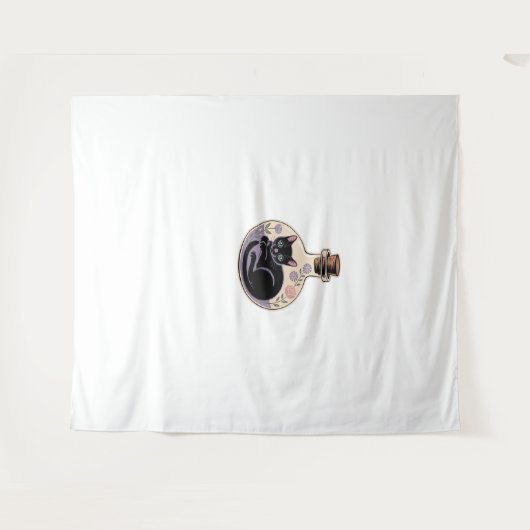 Schwarze Katze in Tränen Flasche Klassischer T - S Wandteppich (Vorderseite (Horizontal))