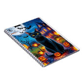 Schwarze Katze in verzauberter Halloween-Landschaf Notizblock (Rechte Seite)