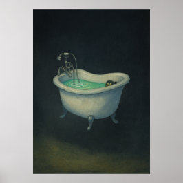 Schwarze Katze in Vintagem Clawfoot Bathtub-Poster Poster