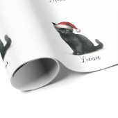 Schwarze Katze in Wasserfarbe bei Feierliche Weihn Geschenkpapier (Rolleneckpunkt)