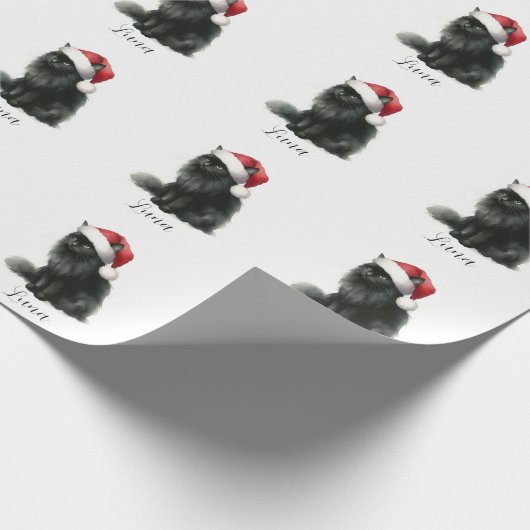 Schwarze Katze in Wasserfarbe bei Feierliche Weihn Geschenkpapier (Ecke)