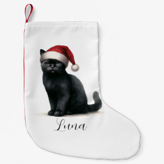 Schwarze Katze in Wasserfarbe bei Feierliche Weihn Kleiner Weihnachtsstrumpf
