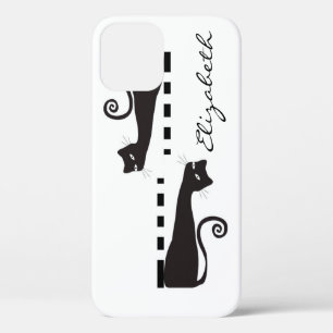 Schwarze Katze individuelles Monogramm Case-Mate iPhone Hülle