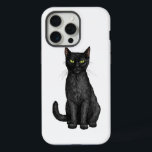 Schwarze Katze iPhone 15 Pro Max Hülle<br><div class="desc">Handgemalte Schwarzkatze</div>
