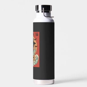 Schwarze Katze isst japanisches Ramen zu Halloween Trinkflasche