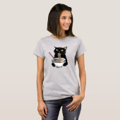 Schwarze Katze isst Ramen T-Shirt (Vorne ganz)