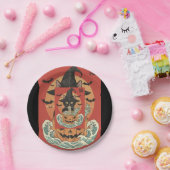 Schwarze Katze isst zu Halloween japanische Männer Pappteller (Party)