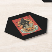 Schwarze Katze isst zu Halloween japanische Männer Untersetzer (angewinkelt)