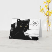 Schwarze Katze ist gelangweilt Karte (Gelbe Blume)