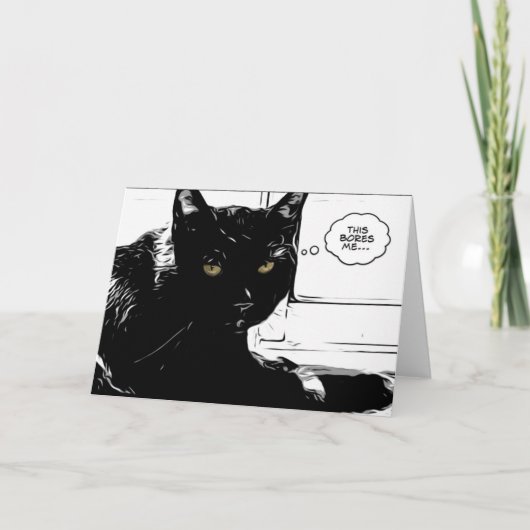 Schwarze Katze ist gelangweilt Karte (Vorderseite)