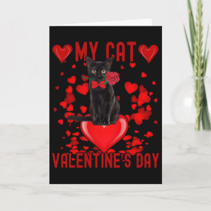 Schwarze Katze ist mein Valentinstag Rote Herzen V Karte
