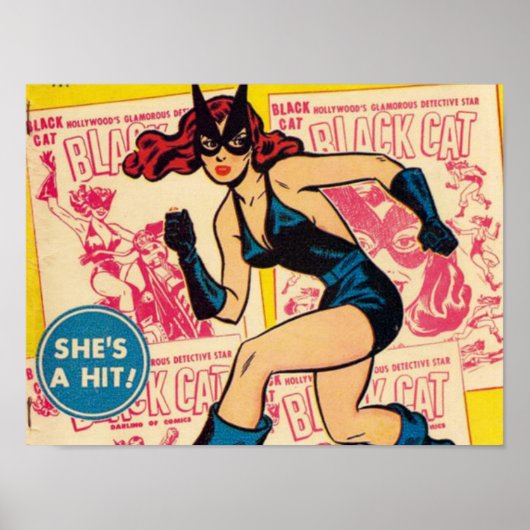 Schwarze Katze, ist sie ein Schlag Poster (Vorne)