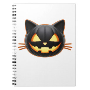 Schwarze Katze Jack o'Lantern Emoji Classic T-Shir Notizblock