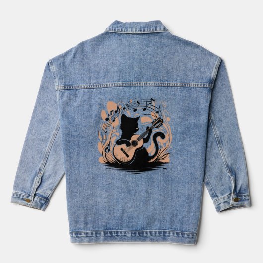 -Schwarze Katze Jeansjacke (Rückseite)