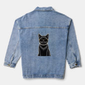 Schwarze Katze Jeansjacke (Rückseite)