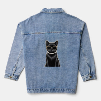 Schwarze Katze Jeansjacke