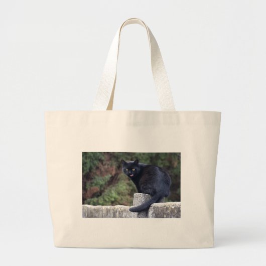 Schwarze Katze Jumbo Stoffbeutel (Vorne)