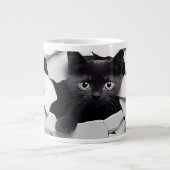 Schwarze Katze Jumbo-Tasse (Vorderseite)