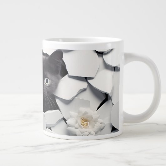 Schwarze Katze Jumbo-Tasse (Rechts)