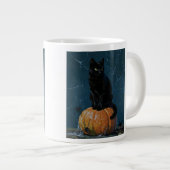 Schwarze Katze Jumbo-Tasse (Vorderseite Rechts)