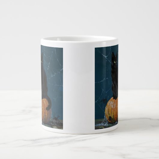 Schwarze Katze Jumbo-Tasse (Vorderseite)