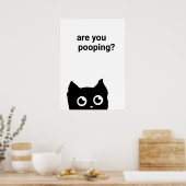 SCHWARZE KATZE KACKE DU POSTER (Küche)