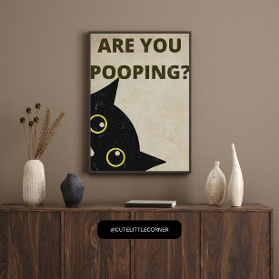 Schwarze Katze kacke du Retro-Poster Poster
