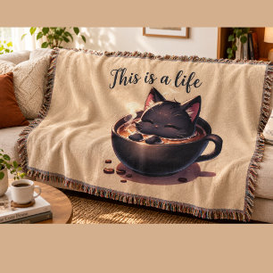 Schwarze Katze Kaffee Babydecke – Süße gemütliche Decke