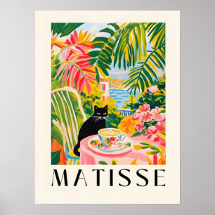 Schwarze Katze Kaffee Henri Matisse Stil Küche Poster