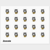 Schwarze Katze Kaffee Illustration Runder Aufkleber (Blatt)