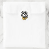 Schwarze Katze Kaffee Illustration Runder Aufkleber (Tasche)