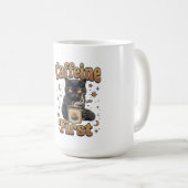 Schwarze Katze Kaffee Morgen Design Kaffeetasse (VorderseiteRechts)