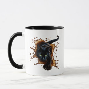 Schwarze Katze Kaffee Splash Tasse