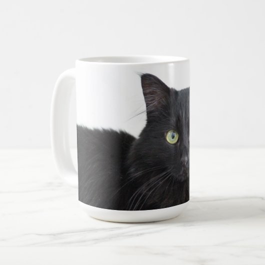 Schwarze Katze Kaffeetasse (Vorderseite Links)